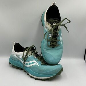 Saucony Peregrine 10 Women's Teal Green Trail Running Shoes Size 9